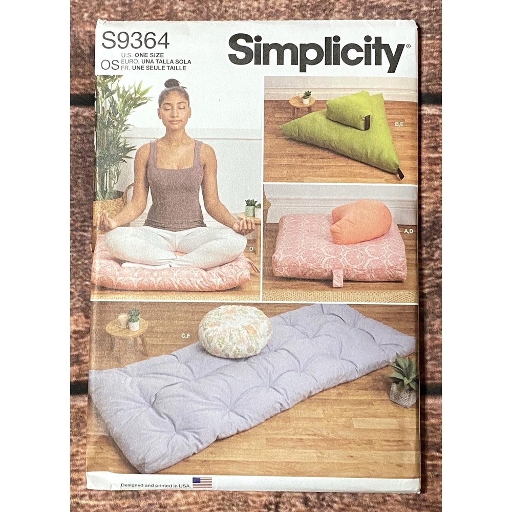 Simplicity S9364 Sewing Pattern Meditation Cushions in 6 Styles & Sizes New